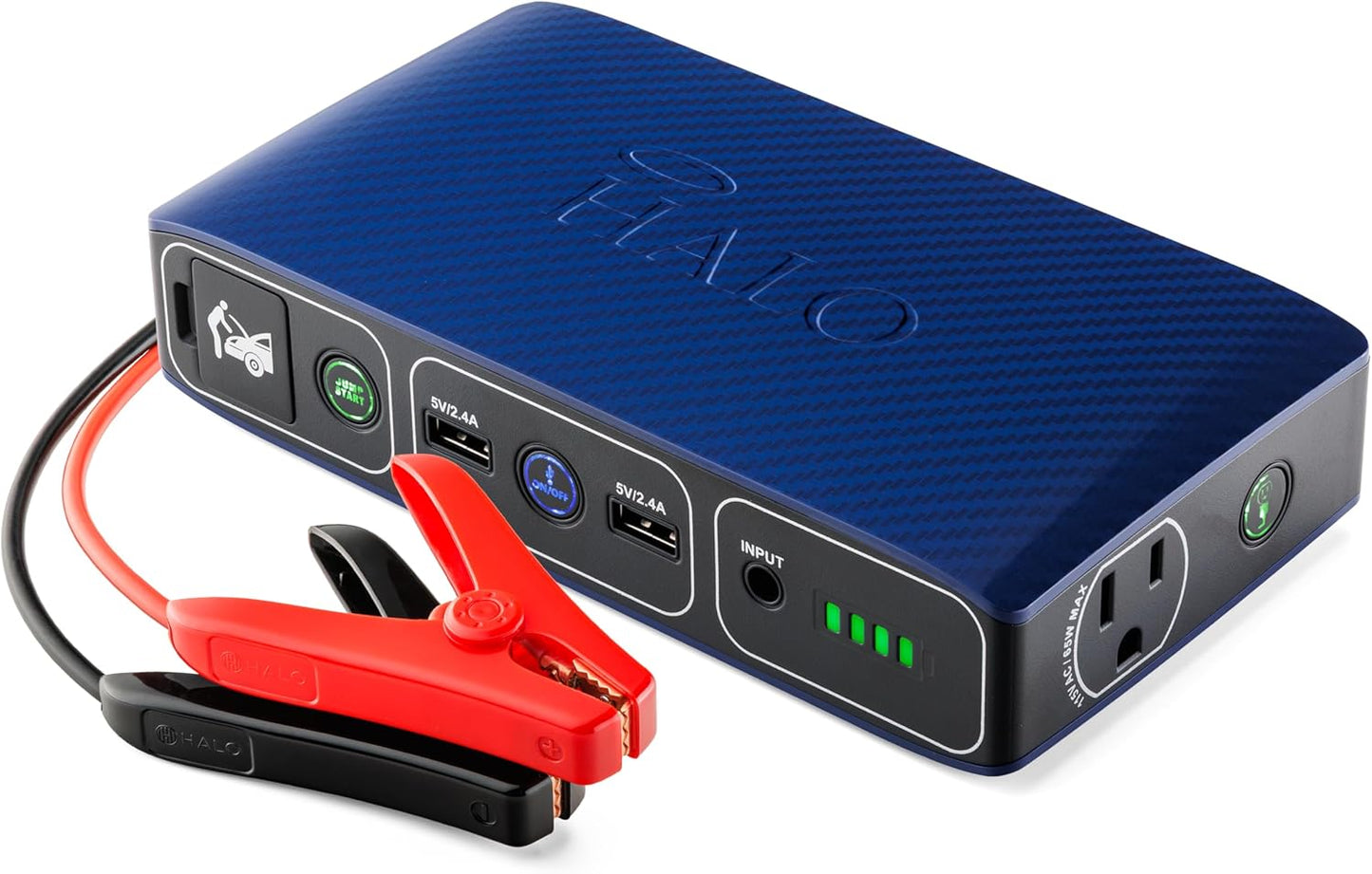 Bolt 58830 ACDC Portable Car Battery Jump Starter | 58.8Wh USB Power Bank with AC Outlet, Emergency Floodlight & Charger, Jumps Cars Suvs & Trucks, Powers Phones & Laptops, TSA Approved — Blue