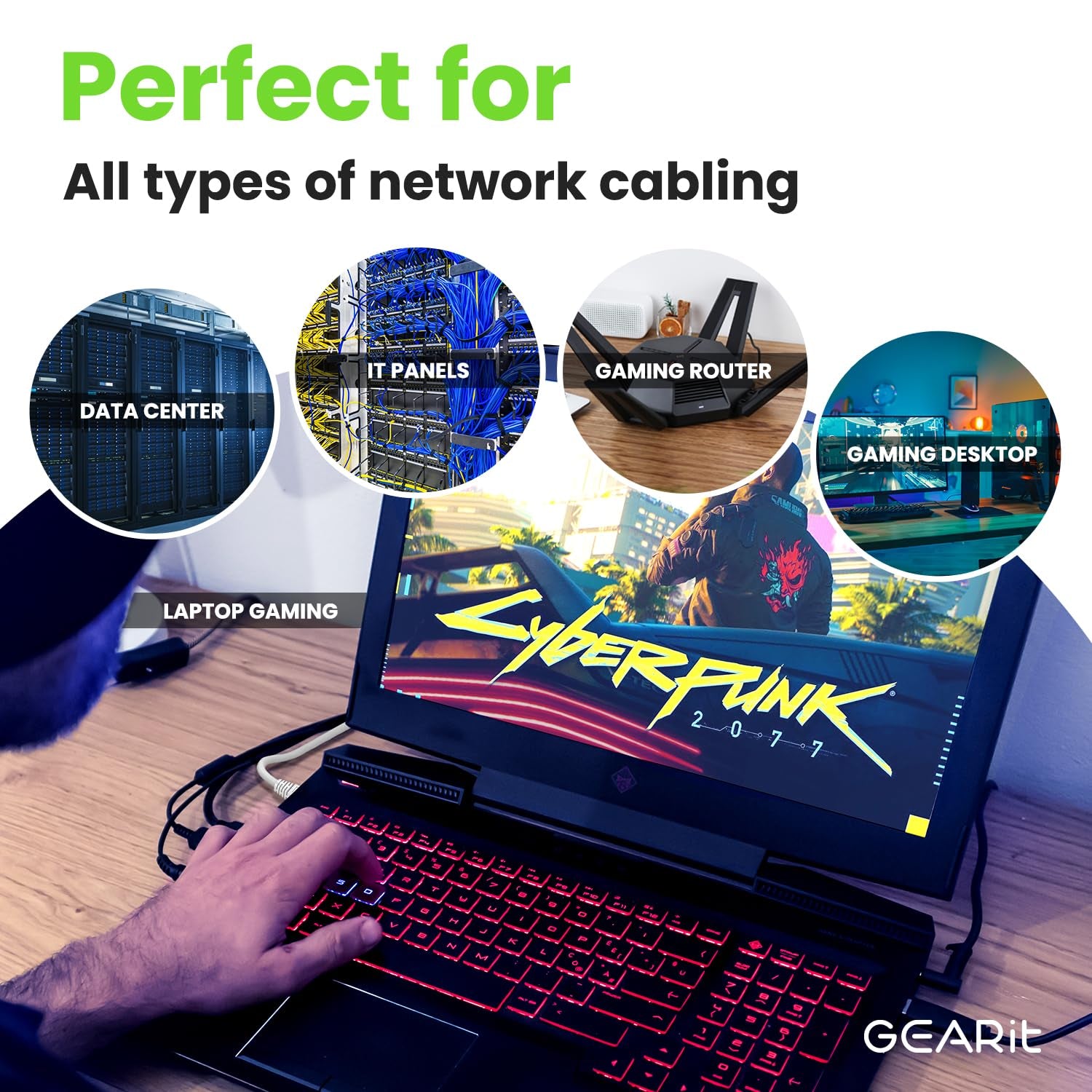 Cat 6 Ethernet Cable (24-Pack 7 Feet) Cat6 Network Patch, 10Gbps, RJ45, Snagless Cord, Gold-Plated Connectors, Internet for PC, TV, Tablet, Router, Printer, Servers, IT Data Center - White